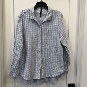 Seven7 Light Blue and White Plaid Casual Button-Down Shirt